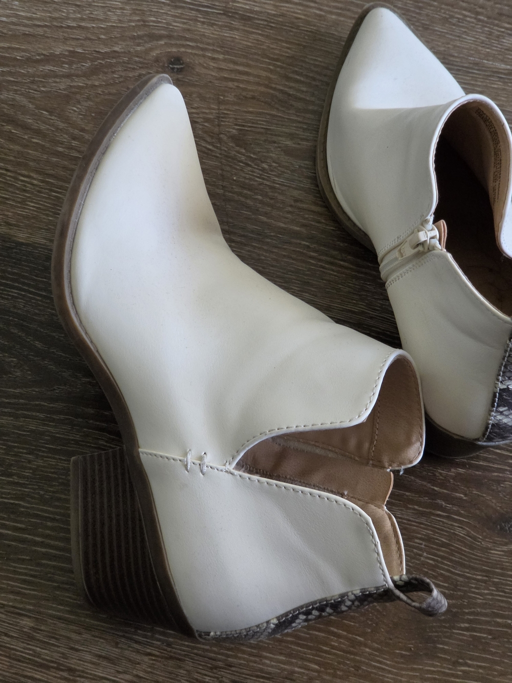 Time and Tru White Slip-On Ankle Booties Size 8